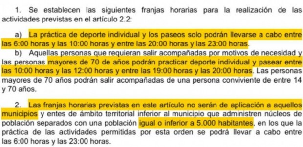 El PP informa que, según lo publicado en el BOE, los vecinos de todas las pedanías lorquinas están EXENTOS de cumplir las restricciones de franjas horarias para las salidas en sus núcleos de población